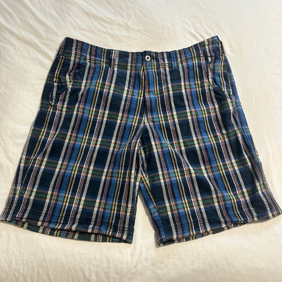 Mossimo Supply Co. Other - Mossimo Supply Co Mens Plaid Shorts Blue Navy Cotton Flat Front Size 40 W40